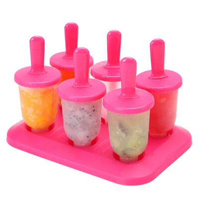 

6 Ice Pop Food Grade PP Maker Mold Popsicle Dessert Ice Cream Frozen Pops Cake Treats