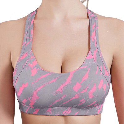 

Camouflage Wire Free Cross Beauty Back Shockproof Sporty Women Bra Fixed Wide Shoulder Strap Leisure Fitness Vest Bras for women