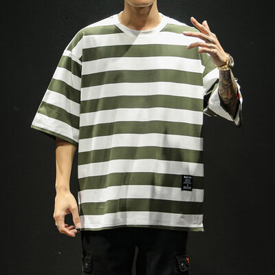 

Toponeto Mens Summer New Style Fashion Striped Short-Sleeved Comfortable Blouse Top
