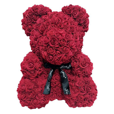 

40cm Big Red Bear Rose Flower Artificial Decoration Heart Gifts for Women Christmas Valentines Gift DropShipping