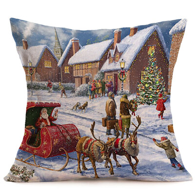 

〖Follure〗Merry Christmas Linen Pillow Cases Sofa Cushion Cover Home Decoration