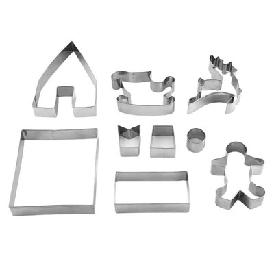 

9 Pcs Cookie Moulds Christmas Cutter Food Grade Stainless Steel Cookie Cutter Christmas Modern Simple Style