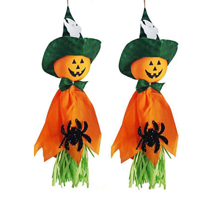 

Halloween Scarecrow with Small Face Wall Hanging Decor Papyrus Small Halloween Haunted House Decor for Home Bar Hanging 2pcs