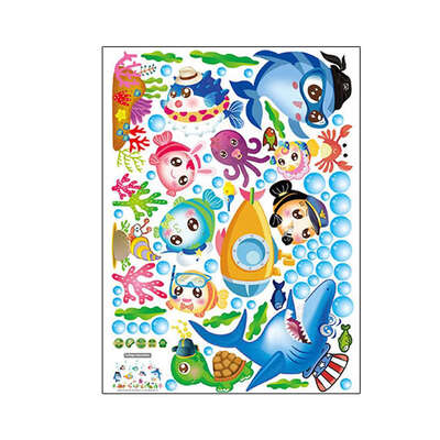 

Waterproof PVC Cartoon Under the Sea Wall Stickers Ocean Animals Wall Decal Kid Room DIY Decor
