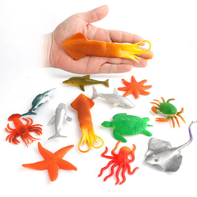 

YIWULA12pcs Plastic Ocean Animals Figure Sea Creatures Model Toys Dolphin Turtle Gifts