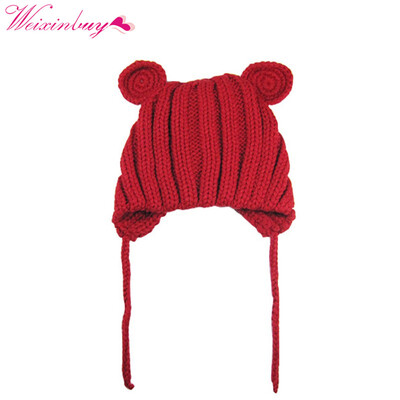 

Childrens hat Korean baby girls boys hat ear wool cap baby fall winter lace handmade