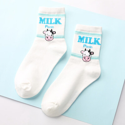 

Christmas Cute Fruit Strawberry Milk Pinky White Women Cotton Socks Japanese Harajuku Funny Socks Cartoon Socks Christmas Gift
