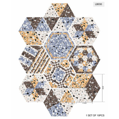 

10pcs Lot Waterproof Hexagon Stickers Diy Self Adhesive Tile Art Wall Decal Sticker Kitchen Bathroom Anti-slip Floor Stickers