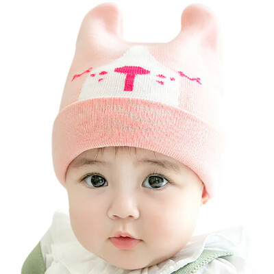 

Newborn Baby Hats Cute Autumn Winter Warm Kids Baby Lovely Ear Cartoon Design Hats Knitted Wool Hemming Caps Baby Accessories