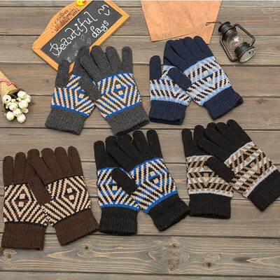 

Women Men Comfortable Thicken Warm Winter Full Finger Knitted Mittens Knitted Gloves Soft Mittens