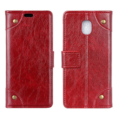 

MOONCASE Samsung Galaxy J3 2018 copper buckle nappa leather case - wine red