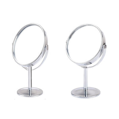 

2pcs 360 Degree Rotating HD Double-sided Desktop Makeup Mirror Stainless Steel Magnifying Mirror