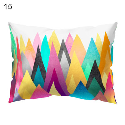 

Colorful Triangle Print Pillow Case Sofa Waist Throw Cushion Cover Home Decor