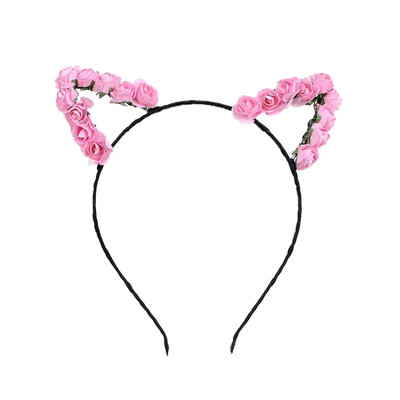 

Cute Girl Cat Ear Shape Flower Christmas Headband Hair Band Fluffy Hair Hoop for Party Wedding Daily Decor