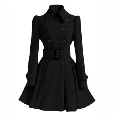 

Autumn Winter Coat Women Fashion Vintage Slim Double Breasted Jackets Female Elegant Long Warm White Coat