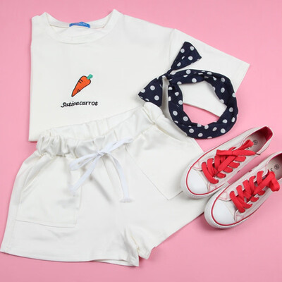 

Summer Women Set Cartoon Pattern Two Piece Set O-Neck Top Shorts Slim Plus Size Women Sets