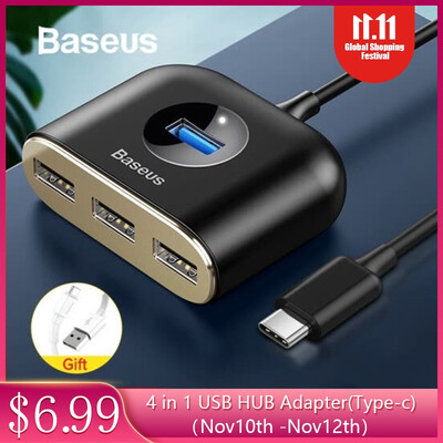 

Baseus square round 4 in 1 USB HUB Adapter for MacBook Pro Surface Pro Type-C USB to USB 30 for tablets