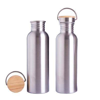 

Stainless Steel Water Bottle With Handle And Bamboo Lid Sports Water Bottle Leakproof Safe Non-toxic Water Bottle For Outdoor