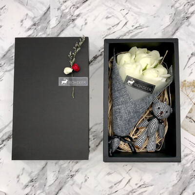 

5color Valentines Day Hardcover Soap Flower Gift Set DIY Rose Soap Birthday Gift for Mothers Day Girlfriend Gift Handmade Soap