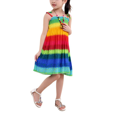 

Summer Bohemian Style Lovely Girls Dress Floral Beading Necklace For Girls Beach Dress Clothes Infant Dresses
