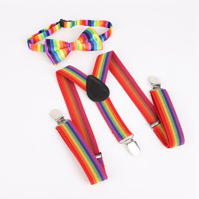 

Fashion British Style Childrens Elastic Band And Students Rainbow Striped Bow Tie Kit 0-12Y Clothes Performance Accessories