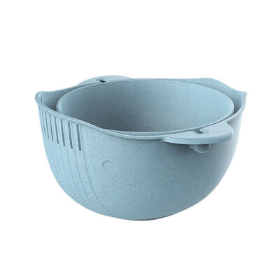 

Multicooker Bowl Wheat Double Layer Draining Basket Bowl Fruit Sink Washing Strainer Bowl Strainer Colander Kitchen Supplies