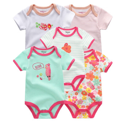 

5Pcslot Babywear Unisex Baby Girls Clothes Bodysuits Short Sleeve Solid Baby Boys Clothes Rompers Cotton For Babies Newborn 0-12M