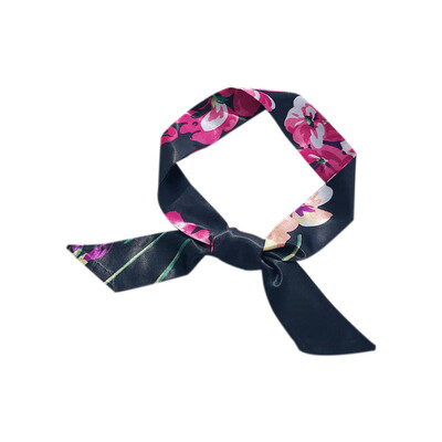 

95cm Scarf Women Korean Autumn Silk Printed Scarf Small Ribbon Colorful Elegant All-match Stylish Wild Green Flowers Neckerchief