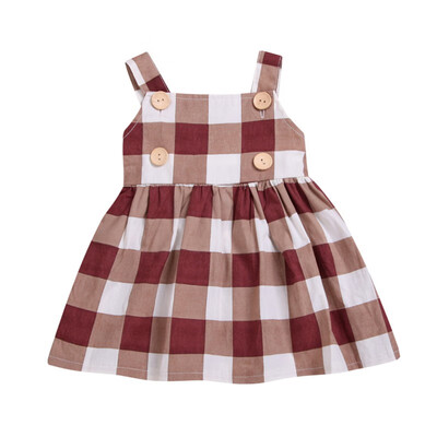

1-7 Years Baby Girls Dress Princess Sleeveless Casual Plaid Tutu Dresses Summer Backless Kids Clothes Vestidos