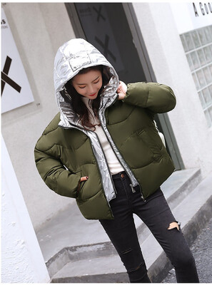 

2018 autumn&winter new false two down cotton jacket female fashion printing short style student cotton-padded jacket