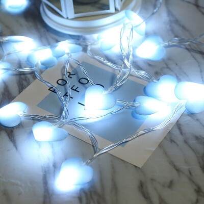 

〖Follure〗Romantic Silk Cloth Pink Heart Pendant String Lights for Wedding Garden Party