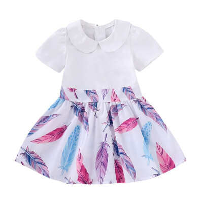 

Summer Dress For Girl Short Sleeve Cute Kids Girl Dress Floral Print Kids Clothes Lovely Baby Girl Dresses Clothes School Style