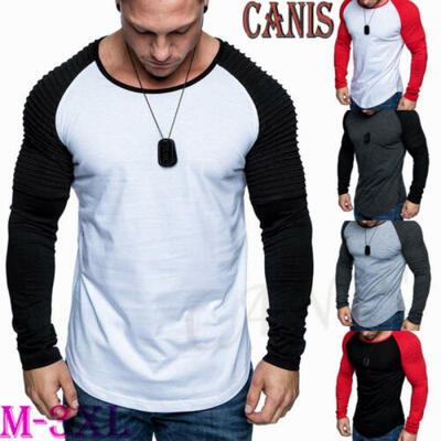 

Hot Fashion Men Long Sleeve T Shirt Casual Blouse Tops Gym Muscle Tees Clothing