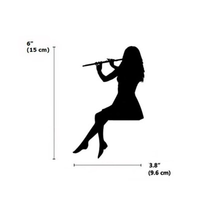 

Girl Play Flute Wall Sticker PVC Removable Wallpaper Childrens Room Cartoon Silhouette Art Decals Wall Tattoo