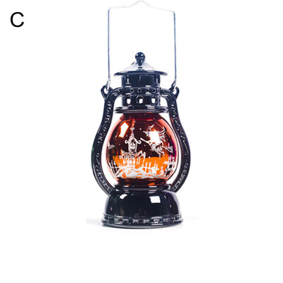 

Vintage Witch Bat Print LED Lantern Light Lamp Parties Hanging Halloween Decor