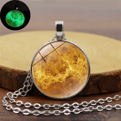 

Full Moon Glow In The Dark Pendant Necklace Luminous Moon Silver Chain Jewelry