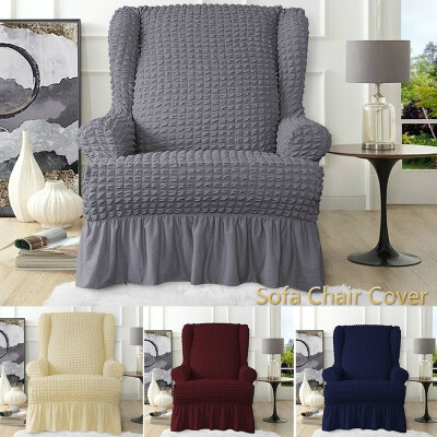 

Stylish Stretch Wing Chair Cover Skirt Style Wingback Armchair Chair Slipcovers with Ruffle Skirt Durable Furniture Cover