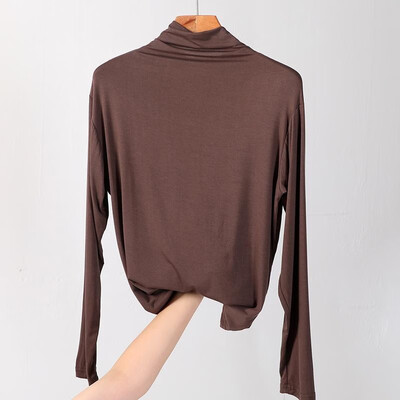 

Fashion Women Mock Turtleneck Tops T-shirt Long Sleeves Solid Stretch Elegant Spring Tees Shirts Pullovers Plus Size Casual Tops