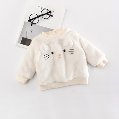

Autumn Baby Boy Girl Cartoon Pattern Long Sleeve Plush Sweatshirt Casual Toddler Outerwear Warm Clothes