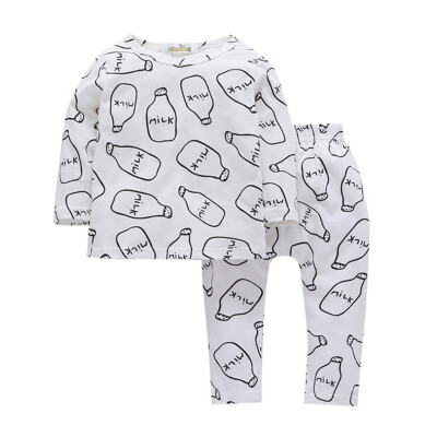 

Spring Autumn Casual Children Cartoon Printing Fashion Long Sleeve Pajamas Kids Cute Two-piece Outfit Set