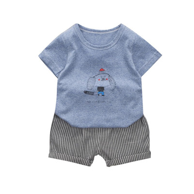 

2PCSSET Baby Boy Girl Summer Cartoon Short Sleeve T-Shirts Casual Shorts Set Toddler Little Outfits Clothing