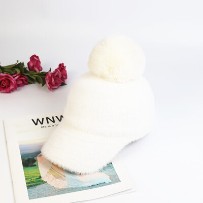 

Autumn&winter new Joker baseball cap children Korean mink fur warm padded knitted cap casual student cap