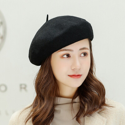 

Hat female Japanese autumn&winter wool berets retro Joker solid color wool painter Hat Korean literary bud Hat