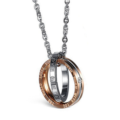 

Necklace Inlaid Diamond Double Ring Pendant Pendant Double Steel Ring Luxury &necklace