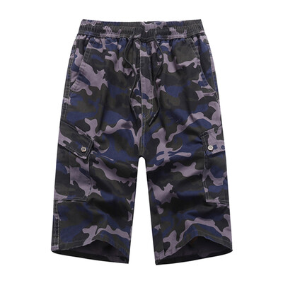 

Tailored Mens Summer Camouflage Printing Loose Belt Drawstring Beach Calf-Length Pants