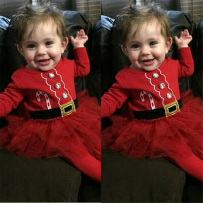 

US Christmas Toddler Infant Baby Girl Xmas Clothes Long Sleeve Lace Tutu Dress