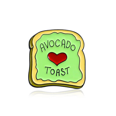 

Cartoon Avocado Toast Pins Red Heart Avocado Toast Bread Enamel Pin Brooch Metal Badges