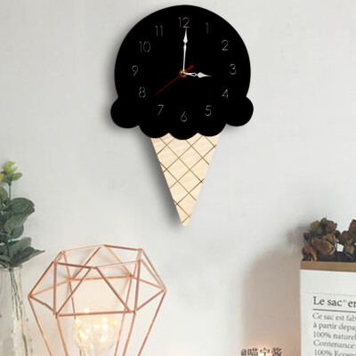 

Gobestart Nordic Style Ice Cream Wall Clock Silent Wooden Clock for Home Living Room