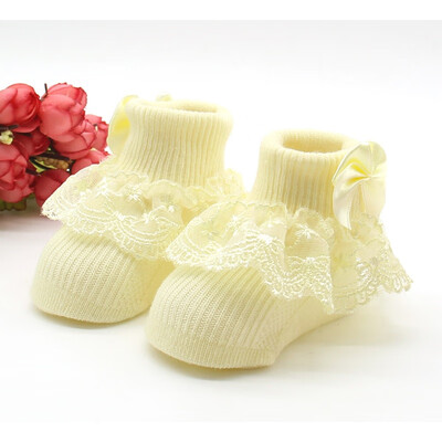 

Newborn Baby Socks Cotton Flower Print Knitted Knee Lace Socks Baby Girl Leg Warmers