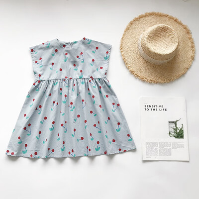

Girls Dress Summer Casual Baby Girls Cherry Pattern Sleeveless Dress Kids Toddler Pageant Sundress 1-6T